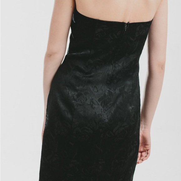 Vintage 80s Two Piece Set Black Strapless Dress and Jacket Sequin Embroidered - Picture 4 of 5